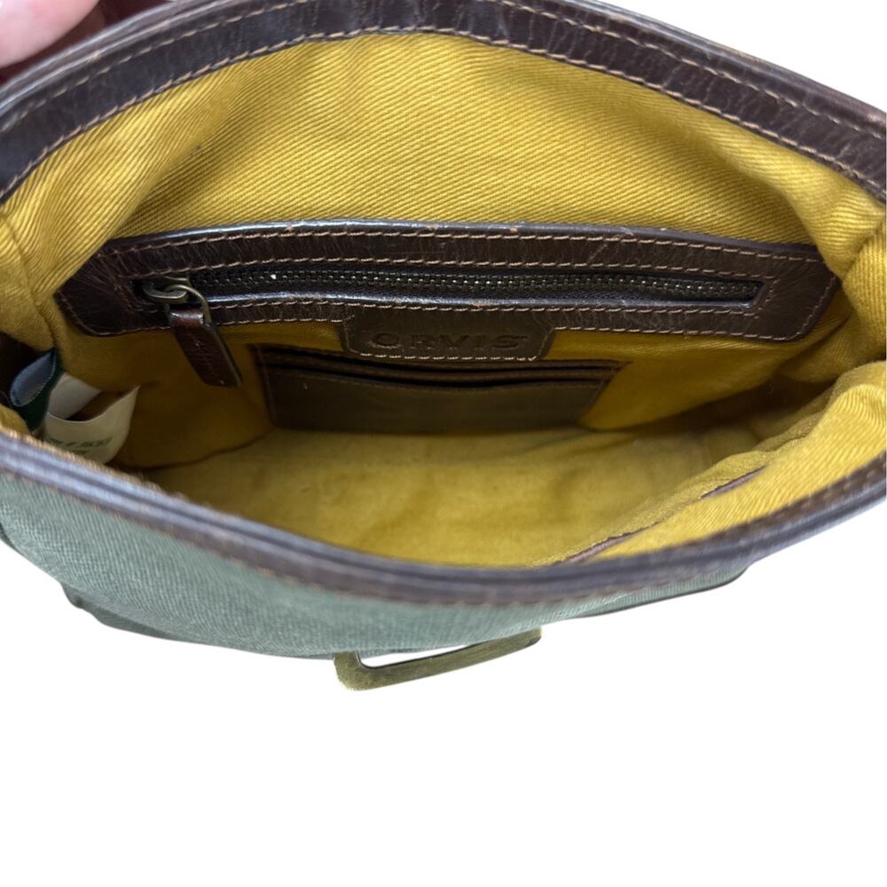Orvis Battenkill Canvas Leather Crossbody Bag Grey Olive Utility Gorpcore Purse - Picture 12 of 15